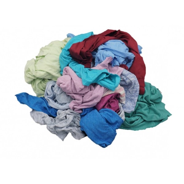 Reclaimed Mulitcolored T-Shirt Rags, 25lb Box